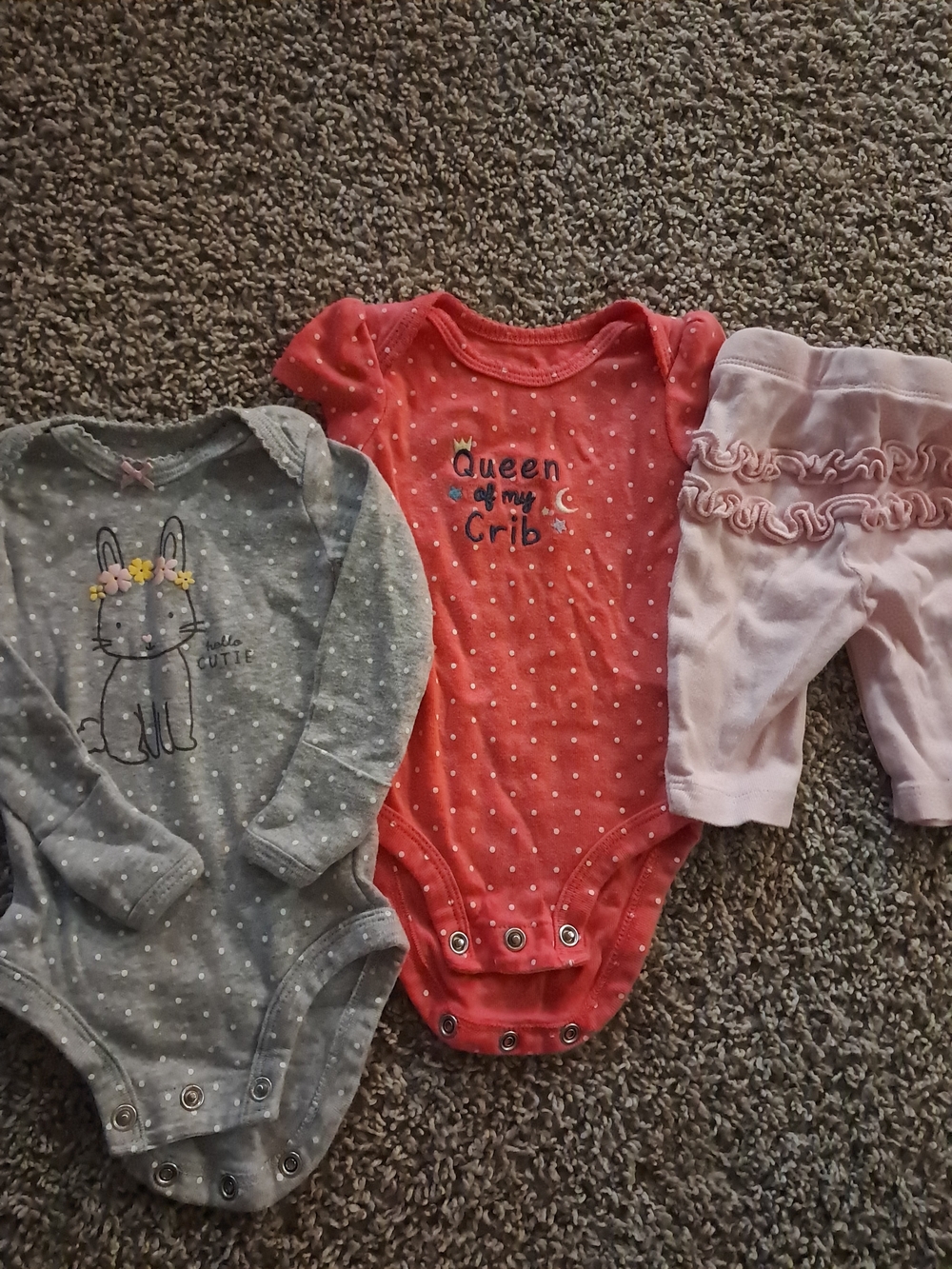 Carter's Coral Red Polka Dot 'Queen of My Crib' One-Piece Bodysuit